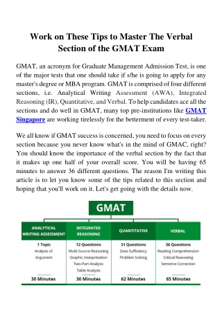 GMAT Singapore - Tips to Master The Verbal Section of the GMAT Exam