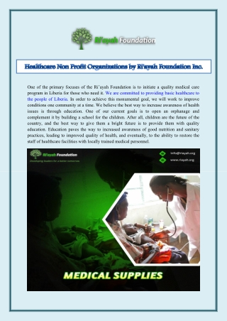 Healthcare Non Profit Organizations by Ri'ayah Foundation Inc.