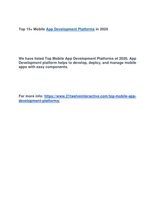 Top 15  Mobile App Development Platforms in 2020