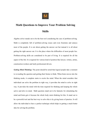 Math Questions to Improve Your Problem Solving Skills