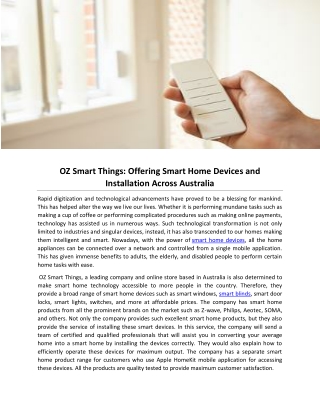 OZ Smart Things: Offering Smart Home Devices and Installation Across Australia