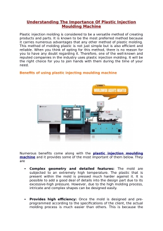 Understanding The Importance Of Plastic Injection Moulding Machine