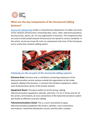 What are the Key Components of the Structured Cabling Systems