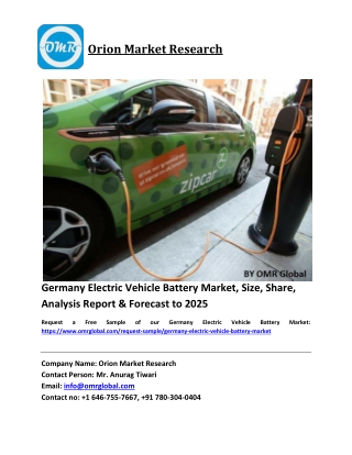 Germany Electric Vehicle Battery Market Growth, Size, Share, Industry Report and Forecast 2019-2025
