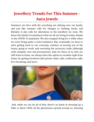 Jewellery Trends For This Summer -  Aura Jewels