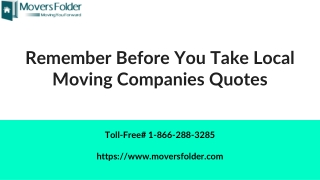 Few Points that Determine Local Moving Companies Quotes