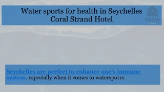 Water sports for health in Seychelles by Coral Strand Hotel