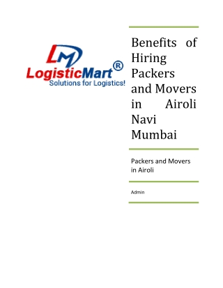 Benefits of Hiring Packers and Movers in Airoli Navi Mumbai