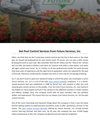 Get Pest Control Services from Future Services, Inc.