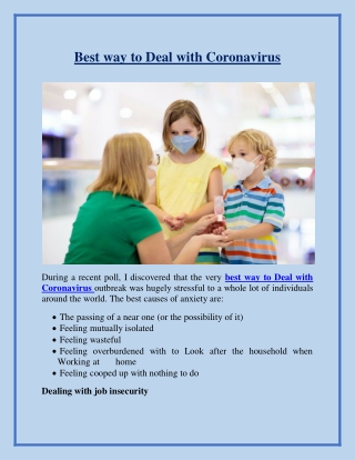 Best Way to Deal with Coronavirus