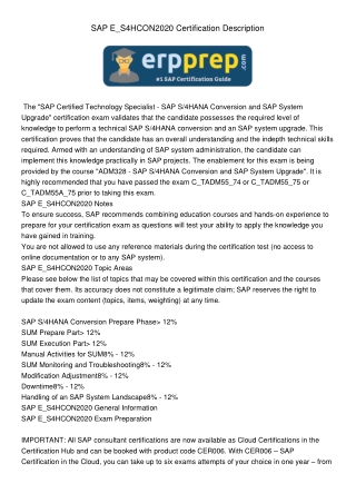 SAPE_S4HCON2020CertificationDescription