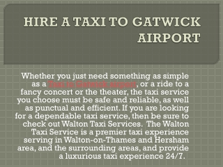 HIRE A TAXI TO GATWICK AIRPORT