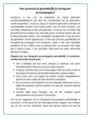 Hoe promoot je gemakkelijk je Instagram-accountpagina?