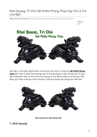 Khai Quang, Trì Chú Vật Phẩm Phong Thủy Hay Chỉ Là Trò Lừa Bịp?