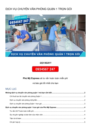 Dịch vụ Chuyển văn phòng Quận 1 chuyên nghiệp và uy tín hàng đầu