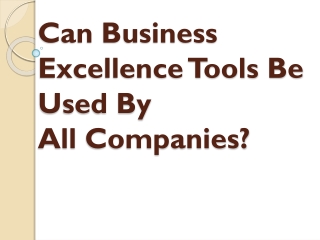 Can Business Excellence Tools Be Used By All Companies?