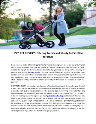 HPZ™ PET ROVER™: Offering Trendy and Sturdy Pet Strollers for Dogs