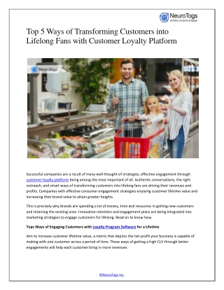 Top 5 Ways of Transforming Customers into Lifelong Fans with Customer Loyalty Platform