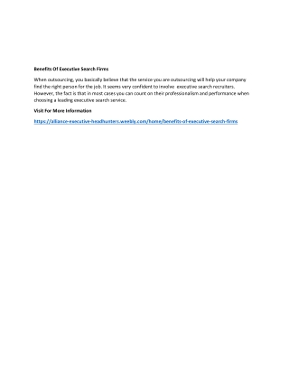 Benefits Of Executive Search Firms
