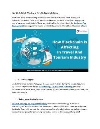 How #Blockchain Is Affecting In Travel & Tourism Industry