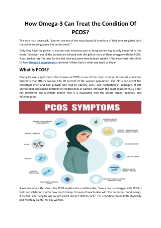 How Omega-3 Can Treat the Condition Of PCOS?