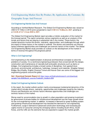 Civil Engineering Market Size By Product, By Application, By Customer, By Geographic Scope And Forecast