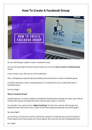 How To Create A Facebook Group
