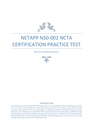 NetApp NS0-002 NCTA Certification Practice Test and Study Guide