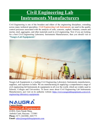 Civil Engineering Lab Instruments Manufacturers