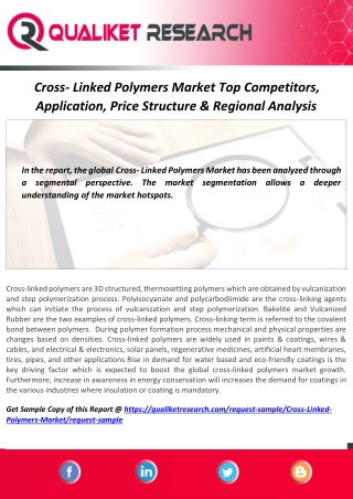 Cross- Linked Polymers Market Top 5 Competitors, Regional Trend, Application, Marketing Strategy, Outlook Analysis and F
