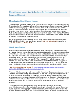 Macrofiltration Market Size By Products, By Applications, By Geographic Scope And Forecast