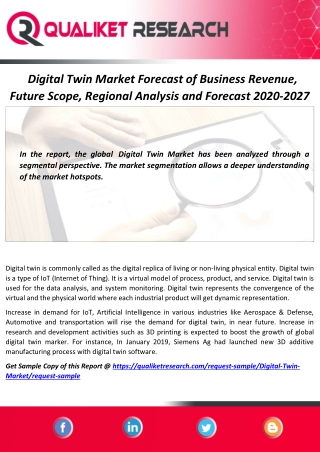 Digital Twin Market Assessment, Opportunities, Insight, Trends, Key Players – Analysis Report to 2027