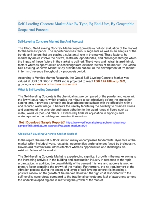 Self-Leveling Concrete Market Size By Type, By End-User, By Geographic Scope And Forecast