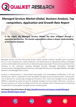 Managed Services Market Demand, Supply, Manufacturers, Driving Factors, Growth and Regional Analysis