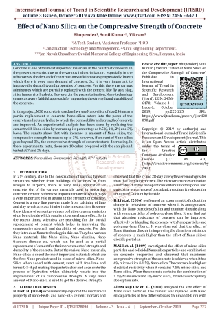 Effect of Nano Silica on the Compressive Strength of Concrete