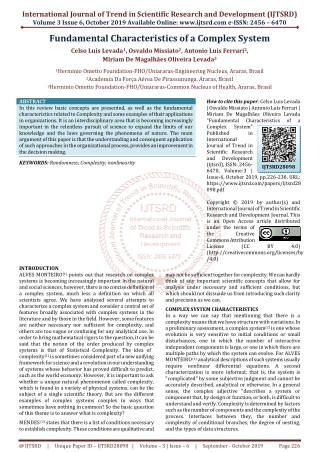 Fundamental Characteristics of a Complex System