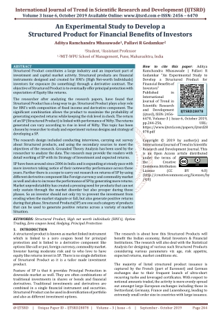 An Experimental Study to Develop a Structured Product for Financial Benefits of Investors