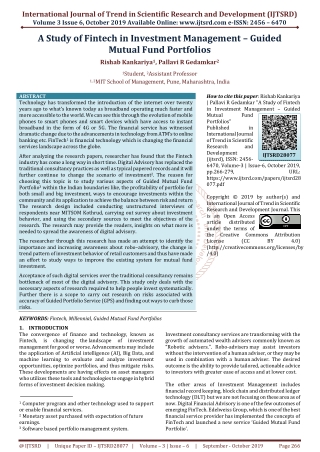 A Study of Fintech in Investment Management - Guided Mutual Fund Portfolios