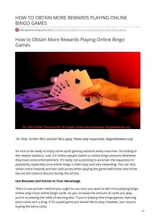 How to Obtain More Rewards Playing Online Bingo Games