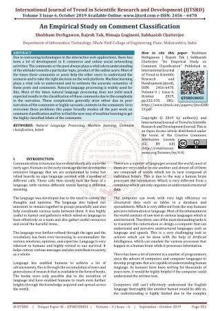 An Empirical Study on Comment Classification