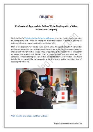 Professional Approach to Follow While Dealing With a Video Production Company