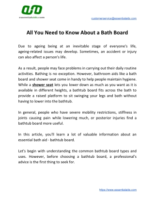 All You Need to Know About a Bath Board