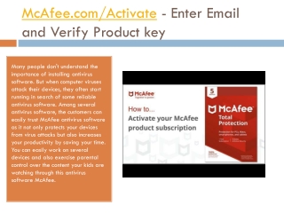McAfee.com/Activate - Enter Email and Verify Product key