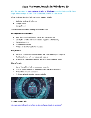 Stop Malware Attacks in Windows 10