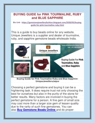 BUYING GUIDE for PINK TOURMALINE, RUBY and BLUE SAPPHIRE