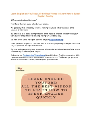 Learn English on YouTube: All the Best Videos to Learn How to Speak English Quickly