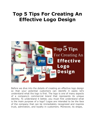 Top 5 Tips For Creating An Effective Logo Design