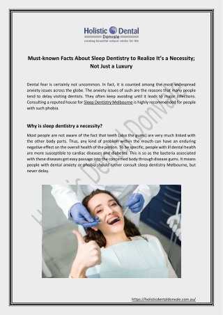 Must-known Facts About Sleep Dentistry to Realize It’s a Necessity; Not Just a Luxury