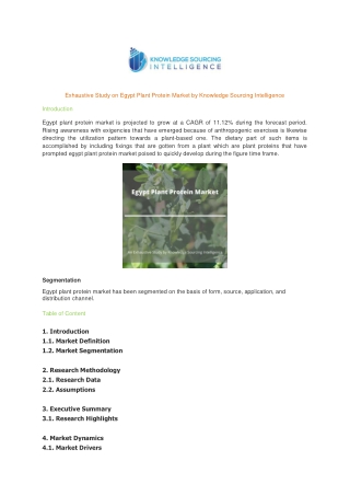 Exhaustive Study on Egypt plant protein market by Knowledge Sourcing Intelligence