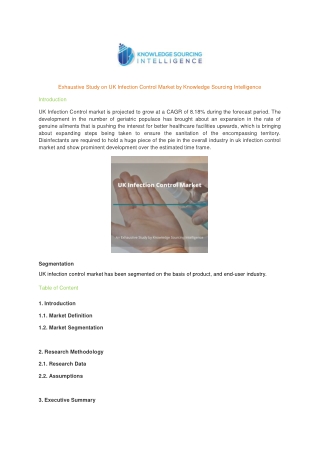 Exhaustive Study on UK Infection Control Market by Knowledge Sourcing Intelligence